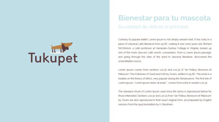 Presentación de la marca Tukupet con el logotipo y el texto de posicionamiento