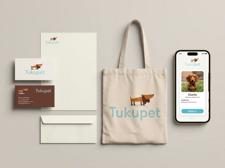 Papelería, bolsa de tela y aplicación móvil de Tukupet